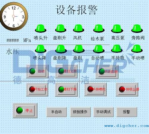 创盈公铁两用轨道清洗清扫车控制系统界面